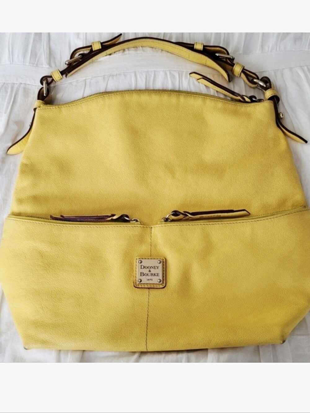 Dooney & Bourke Golden Yellow Dillen Saffian Leather Hobo Shoulder Bag